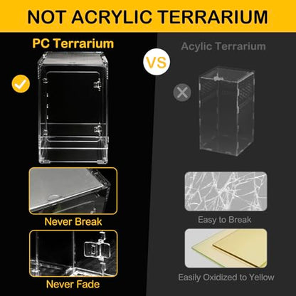 Reptile Tank,12" x 12" x 18" Crested Gecko Terrarium,PC Transparent Tall Vertical Starter Kit,Arboreal Tarantula Habitat with Ventilation for Tree Frog Cribs,Leopard Gecko Cage,Small Reptiles - size: 12*12*18inch