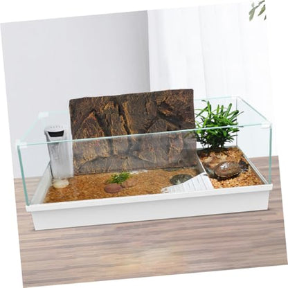 Happyyami Turtle Tank Decorative Panel Realistic 3D Aquarium Background Reptile Tank Accessory Easy to Assemble 2 Pieces