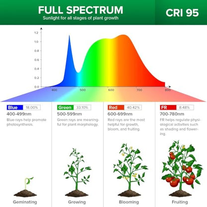 SANSI LED Grow Lights for Indoor Plants, 300W Full Spectrum Gooseneck Clamp Grow Lamp, 20W Power Plant Light with High PPFD for Seeding, Lifetime Free Bulb Replacement Plant Lights for Indoor, 2 Head - size: 2 Head 1 Pack