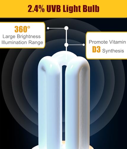 KINGYEENUO E26 UVA UVB Light Bulb for Birds 2.4 UVB 20W Compact Flourescent Lamp for All Kinds Captive Birds, Natural Sunlight Simulation Bird Parrot Light Bulb Compact UVB Lamp Bird Cage UVB Light