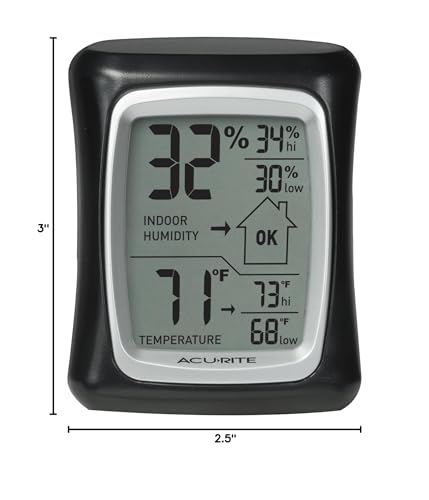 AcuRite Thermometer & Hygrometer with Humidity Gauge, Magnetic Only - color: Black