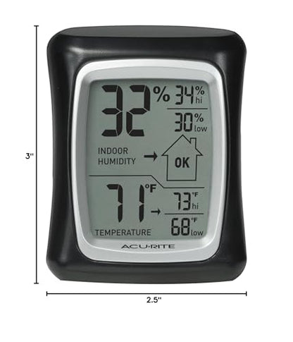 AcuRite Thermometer & Hygrometer with Humidity Gauge, Magnetic Only - color: Black