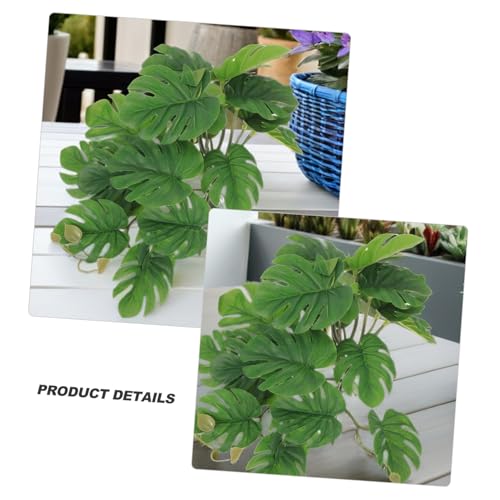 PRETYZOOM Artificial Hanging Plant with 23 Leaves Suction Cup Reptile Decor Terrarium Leaf Plants Indoor Amphibian Habitat Hideout for Lizard Gecko Tank