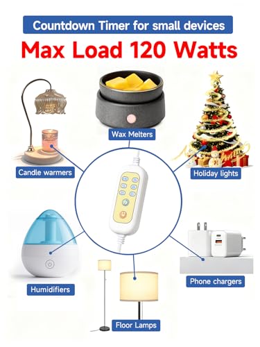 Extension Cord with Timer, 1 Pack, (Only auto-Off, Not self-Startup) | 6 Countdown Options, Auto Shut Off Timer for Phone Charger, Electric Wax Warmer, Christmas Lights, Floor Lamp, Reading Lamp - size: 1 Pack