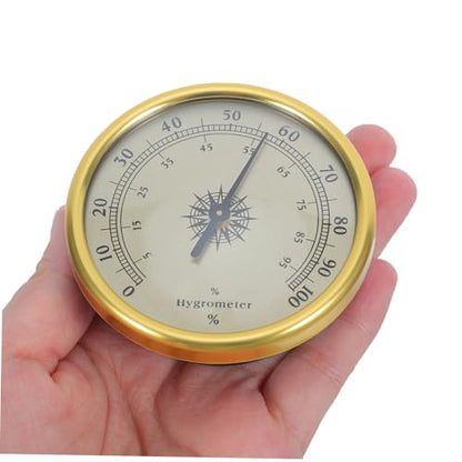 HEMOTON Golden 72mm Round Mechanical Hygrometer with 2% rh Resolution, Battery-Free Analog Humidity Gauge for Terrarium Reptile Humidity Monitoring
