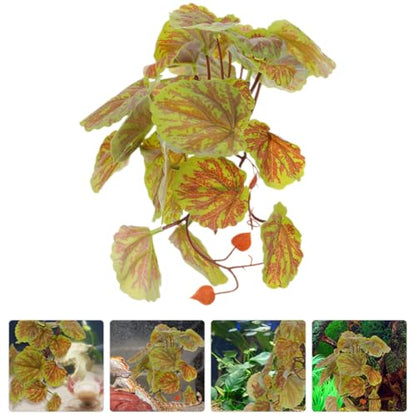 Beavorty Artificial Hanging Reptile Plant for Terrarium Habitat Decor with Suction Cup, 23 Green Begonia Leaves, Lifelike Fake Plants for Reptile Tanks and Amphibian Enclosures
