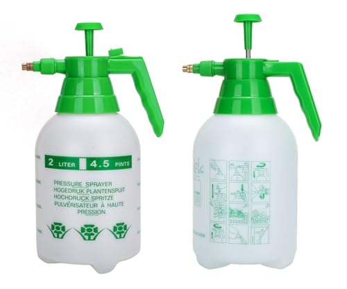 MRPAPA 2 Pack Handheld Pump Sprayer, Garden Pressure Water Spray Bottle with Adjustable Brass Nozzle for Plants (2L-Green-2PCS) - color: 2L-Green-2PCS