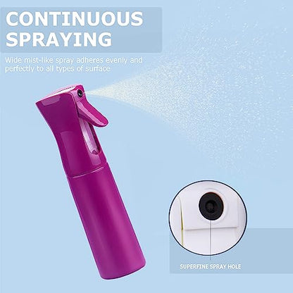 VIGOR PATH Continuous Spray Bottle for Hair – Fine Mist Mister for Hairstyling, Cleaning, Plants, Pets, Barbers, Salons, and Essential Oil Applications (300ml/10 oz) Light Purple - color: Light Purple - 10oz