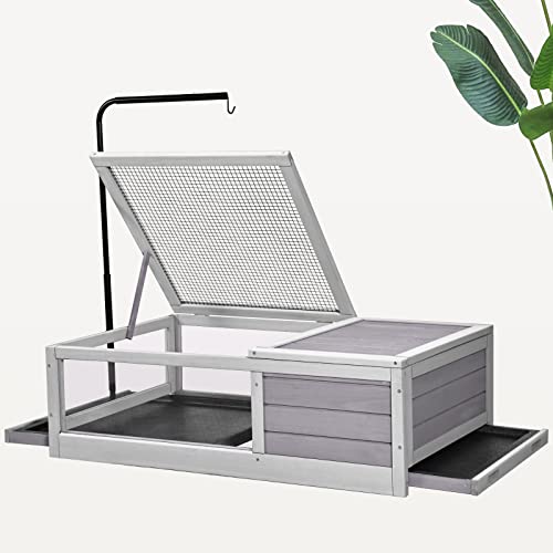 Indoor Tortoise Habitat Large Outdoor Reptiles Enclosure with Two Deep Pull-Out Tray and Lamp Holder for Tortoise, Snake, Lizard