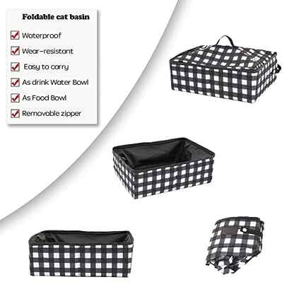 Pop up Large Cat Carrier, 30'' L Kennel Soft Crates with Portable Mini Cat Carrier,Travel Littler Box, Mattress,Food Bowl,4 Stakes and Carry Bag - color: 31.5‘’L B&W Carriers Set