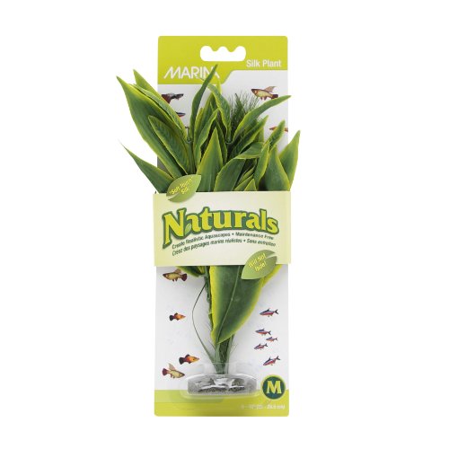 Marina Naturals, Green Dracena Silk Plant, Medium Fish Tank Decoration, PP95 - size: Medium