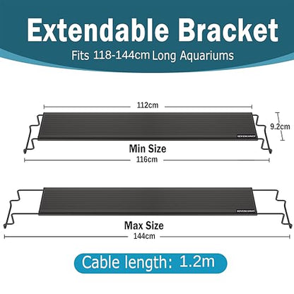 24/7 Mode LED Aquarium Light for 45-54 Inch Plant & Fish Tank, IP68 Full Spectrum Light, Sunrise-Daylight-Moonlight, White Red Green Blue Pink LEDs with Extendable Brackets for Freshwater - size: For 45-54 inch Tank