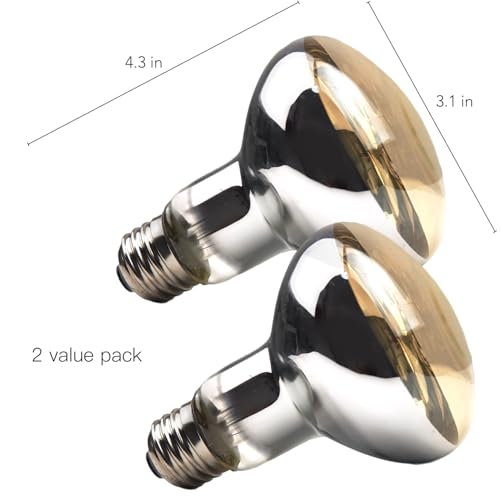 100W Reptile Heat Lamp Bulbs, 2 Value Pack, Daylight Basking Spot, 2025 G3, Bearded Dragon/Turtle/Lizard/Snake Heating Bulb, UVA Heat Lamp, Basking Light for Reptiles