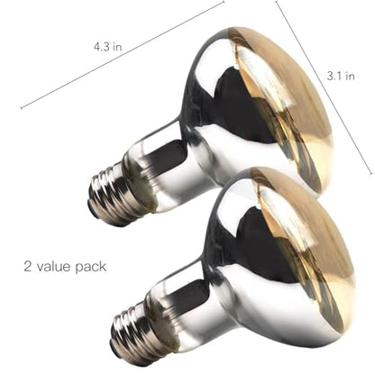 MRREPTILE Reptile Heat Lamp Bulbs, 2-Pack 75W Intense Basking Bulbs, Reptile Basking Lamps, Bearded Dragon Basking Light, Simulated Natural Basking for Reptiles Snakes Lizards Tortoise Heater