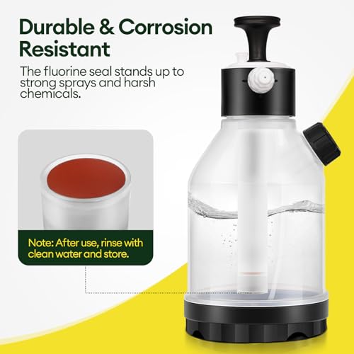 MAYGROVE 50oz Pump Sprayer, Hand Water Spray Bottle for Indoor Plant, Clear Plant Sprayer with Side Filling Port, Measuring Cup, Adjustable Nozzles, Safe Pressure Relief Valve