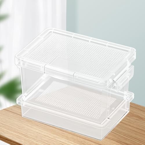 Reptile Feeding Box, Clear Ventilation Container for Mealworms and Crickets, 5.31 x 3.54 x 3.94 in