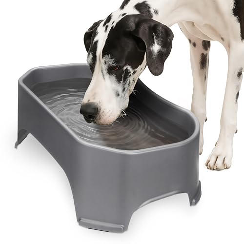 Neater Pet Brands Extra Large Water Bowl for Dogs, Outdoor Dog Water Bowl (2.25 Gallon XL Capacity), Big Trough Style Food Dish for Indoors or Outside, No Spill Large Dog Bowls, Gunmetal Grey - color: Gunmetal Grey, size: 2.25 Gallons