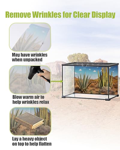 3 Pcs Reptile Background for Terrarium 40 Gallon, Bearded Dragon Tank Background 36x18 inches, Leopard Gecko Tank Accessories, Desert, Jungle, Rocky Style Terrarium Supplies Décor