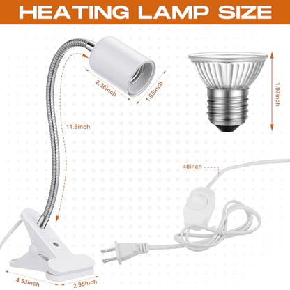 3 Set Reptile Heat Lamp UVA/UVB Turtle Heat Lamp Holder Fixture Clamp Basking Spot Adjustable 50w Full Spectrum Sun Sunbathe Bulb for Turtle Lizard Bearded Dragon Snake Aquarium Amphibian(White) - color: White