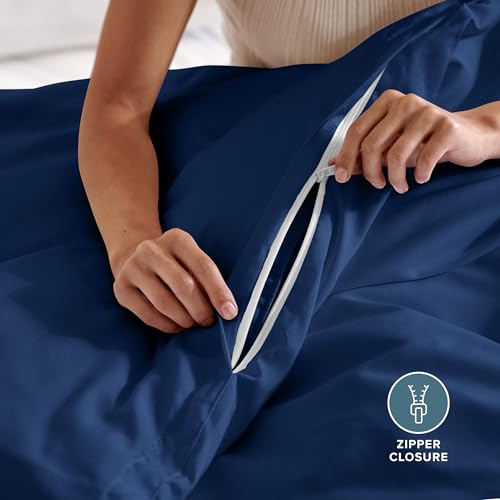 Bare Home Bedding Duvet Cover Extra Long Size - Premium 1800 Super Soft - Lightweight, Cooling Duvet Cover - Soft Breathable Bedding (Twin/Twin XL, Dark Blue) - color: 15 - Dark Blue (No Comforter), size: Twin/Twin XL