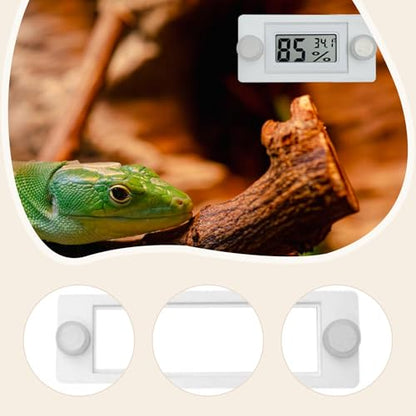 Reptile Tanks Thermometer Holder Gauge Holder Accessories Easily Install Universal Fit 3x0.2inch Hygrometer Mount- White