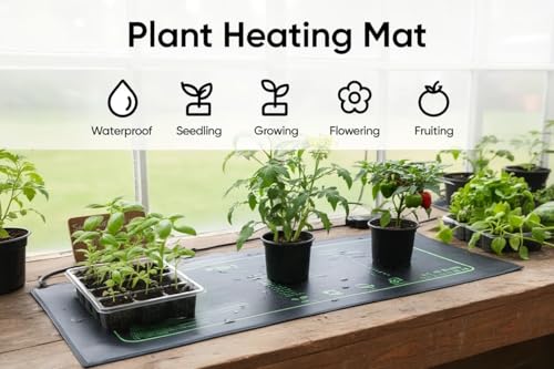 2 Pack Seedling Heat Mat with Thermostat Controller & Timer for Plants Seed Starting, Temp-Adjustable Waterproof 10"x 20" Warming Mat for Seed Germination, Indoor Growing, Hydroponic, Greenhouse - size: 10×20"-2P--Adjustable