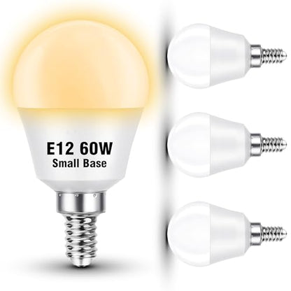 E12 LED Candelabra Light Bulbs 60Watt Equivalent, Warm White 2700K, AC120V 5W 600LM, A15 G45 Shape E12 Small Base for Ceiling Fan Chandelier Wall Lamps, Non-Dimmable, 4 Pack - color: 2700k Warm White, size: 60 Watts