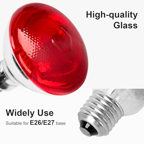 Infrared Bulb Heat Lamp, Red Light Therapy Heat Bulbs, Infrared Light Bulb for Body Suitable for E26/E27 Socket - size: 100