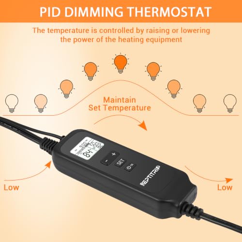 REPTITRIP 5.5" Reptile Heat Lamp Fixture with PID Dimming Thermostat, Independent Day Night Temperature Control, MAX 100W (Bulb Not Included) - size: 5.5 INCH