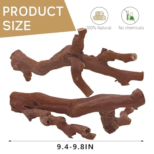 kathson 2Pcs Wood Hamster Climbing Branches Decor, Natural Wooden Syrian Hamster Climb Chewing Toys, Rat Exercise Toys, Small Animal Habitat Decor Accessories for Dwarf Pets, Mice, Gerbils