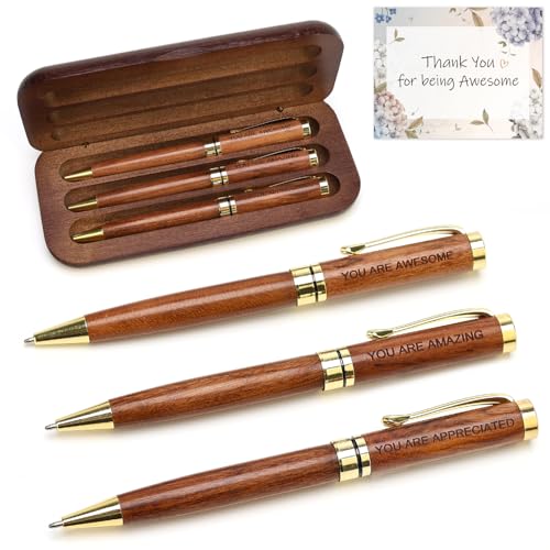 Renawe Luxury Wooden Pen Set Thank You Gifts for Women Men Friends Cool Teacher Boss Appreciation Gift for Female Coworkers Nice Engraved Pens Gifts Office Business Pens Work Employee Gratitude Gift - color: Appreciation