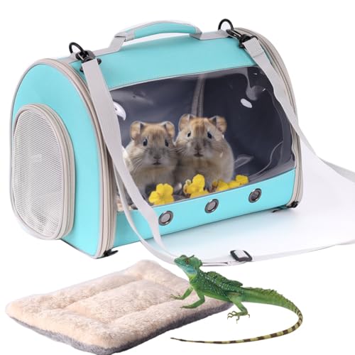 Bearded Dragon Travel Carrier Backpack,Lizard Backpack Carrier,Space Capsule Clear Bubble Window Astronaut Reptile Carrier Backpack for Guinea Pig,Sugar Glider,Bunny (Green, TPU Carrier+MAT) - color: Green