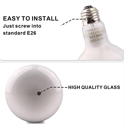 Aiicioo Reptile Basking Light Bulb - 100W Reptile Heat Lamp 2 Pack UVA Daylight Amphibians Basking Bulb for Bearded Dragon Turtle Hermit Crab Gecko Lizard Daylight - color: ['White'], size: ['100W']