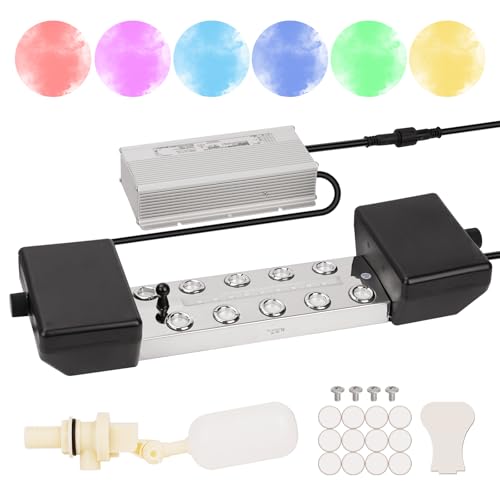 Mist Maker Fogger 10 Head Ultrasonic Mist Fogger, Colorful Mist, 9000ml/H(19.8 Lb/H) Mist Maker Fogger with Float, 400W Power Supply, Perfect for Pond Garden Lawn Rockery Greenhouse Decoration