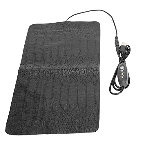 Focket Reptile Heating Pad, Cold Silicone Wire 3 Level Temperature Adjustment Reptile Heat Mat, Terrarium Heating Pad with USB Powered PU Leather Surface for Tortoises Snakes (L) - size: L