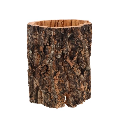 DOITOOL Reptile Hide Cave Natural Wood Tree Trunk Shelter for Gecko Lizard Tortoise Turtle Hideout Stress Relief Terrarium Decor - color: Light Brown