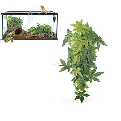 Reptiles Artificial Vine Plastic Fake Hanging Leaves Green Simulation Plant Reptile Terrarium Habitat Decor Aquarium Fish Ornament Reptile Vines with a Sucker - size: 40cm