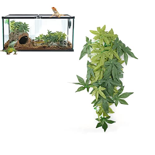 Reptiles Artificial Vine Plastic Fake Hanging Leaves Green Simulation Plant Reptile Terrarium Habitat Decor Aquarium Fish Ornament Reptile Vines with a Sucker - size: 40cm