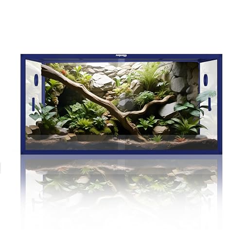 Phailozoo 120 Gallon Bearded Dragon Tank,Stackable Reptile Enclosure with Front Sliding Tempered Glass Doors,Easy Assembly Aluminum Frames Reptile Tank for Snake & Lizard - color: Dart Blue, size: 120 Gallon