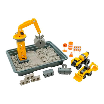 CAT Dig N Build Concrete Playset 12-oz Moldable Concrete Compound, Crane, 2 Little Machines Vehicles, Construction Molds & Easy-Cleanup Tray, Sensory STEM Kit for Kids Ages 3 + - style: Concrete