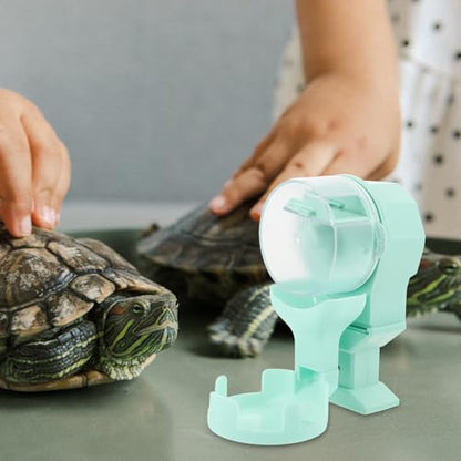 HOMSFOU Automatic Reptile Feeder and 100ml Water Dish Dispenser, Smart Timed Feeding Bowl for Turtles and Lizards, Large Capacity Emerald Reservoir for Terrarium Use