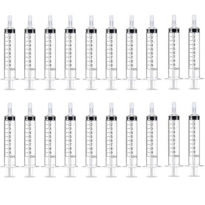 20 Pack 10ml Syringe for Liquid Without Needle,Syringe with Cap,Individually Wrapped,Measurement for Scientific Labs,Measuring Liquids,Pet Feeding,Oil or Glue Applicator (A 20 Pack 10ml) Straight Mouth - size: A 20 Pack 10ml