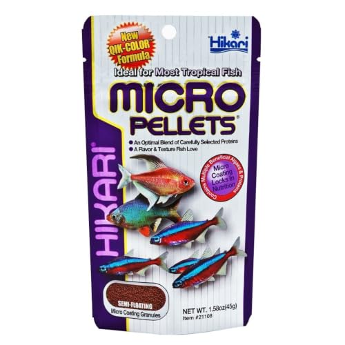 Hikari Tropical Micro Pellets for Tetras, Barbs, and Other Small-Mouthed Tropical Fish (1.58 Oz, Pack of 2) (2 Items) - size: 1.58 Ounce (Pack of 2)