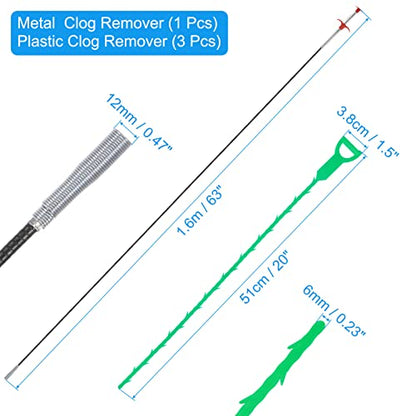 uxcell 3pcs 20 Inch Drain Hair Clog Remover Tool PP & 63 Inch Drain Cleaner Tool Sticks Stainless Steel Sewer Cleaning Hook Unclog Sink Unclogger for Toilet Bathtub Sewer, Light Green - color: Light Green, size: 63 Inch