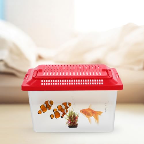 Portable Fish .08X4.33X4.33 Inch Handheld Aquarium Transparent Turtle Box Compact Plastic Pet Hamster Carrier for Travel and Home Use - size: 18x11cm