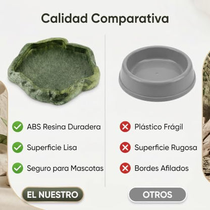 Reptile Bowl, Resin Rock Reptile Food and Water Feeder Pet Aquarium Ornament Terrarium Dish Plate for Tortoise Lizard Iguana(Dark Green S) - color: Dark green S