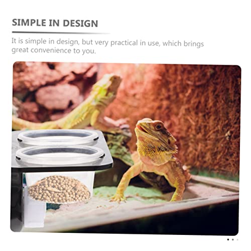 FOMIYES 4sets Reptile Feeder Dish Cup Design Detachable Water and Food Bowls for Lizard and Chameleon Smooth Easy to Clean - color: Blackx4pcs, size: 11.7X6.3X5.7CMx4pcs