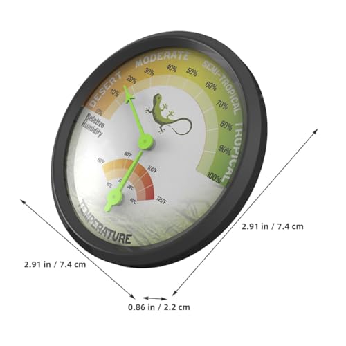 Kichvoe Reptile Box Thermometer Hygrometer High Precision Mechanical Analog Temperature and Humidity Gauge Mini Non-Battery Operated for Terrarium Pet Enclosures