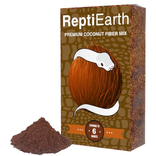 ReptiEarth Reptile Bedding, Fluffy Coconut Fiber Substrate 6 Quart Organic Coco Ready to Use for Bioactive Snake Terrarium, Lizard Tanks with Plants, for Frog, Tarantula or Hermit Crab Habitat