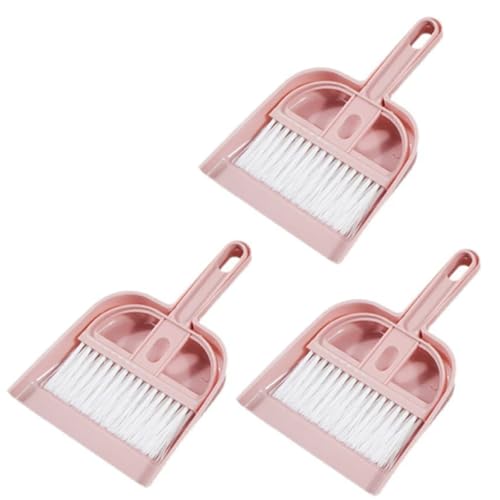 3Pack Mini Bearded Dragon Tank Cleaning Kit - Small Dustpan and Soft Brush Set for Reptile Terrarium, Pet Cage Debris Removal (3 Pack Pink) - color: 3 pack pink